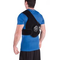 man wearing ICE20 Upper Back Ice Compression Therapy Pack